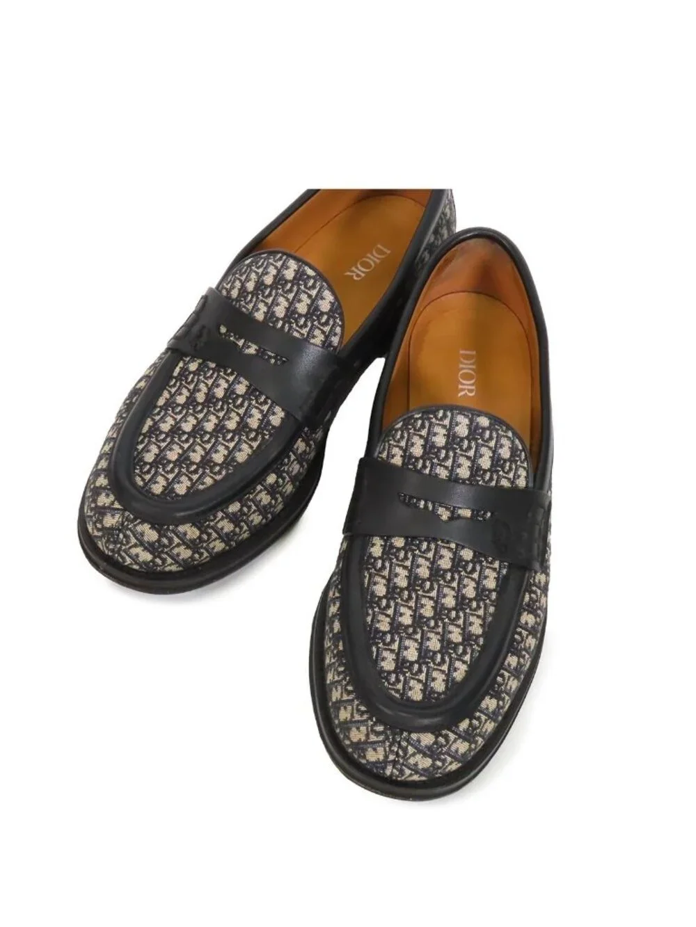 Dior Loafers Navy Fabric Leather Explorer Oblique Jacquard Shoes